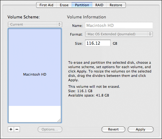 scheme settings for mac disk utility